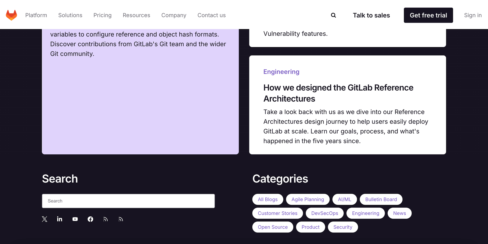 example of Gitlab's blog categories example of Gitlab's blog categories